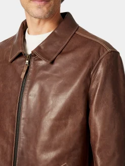 Jacken * Hack Lederware Herren-Pferdelederjacke Pull-up Braun