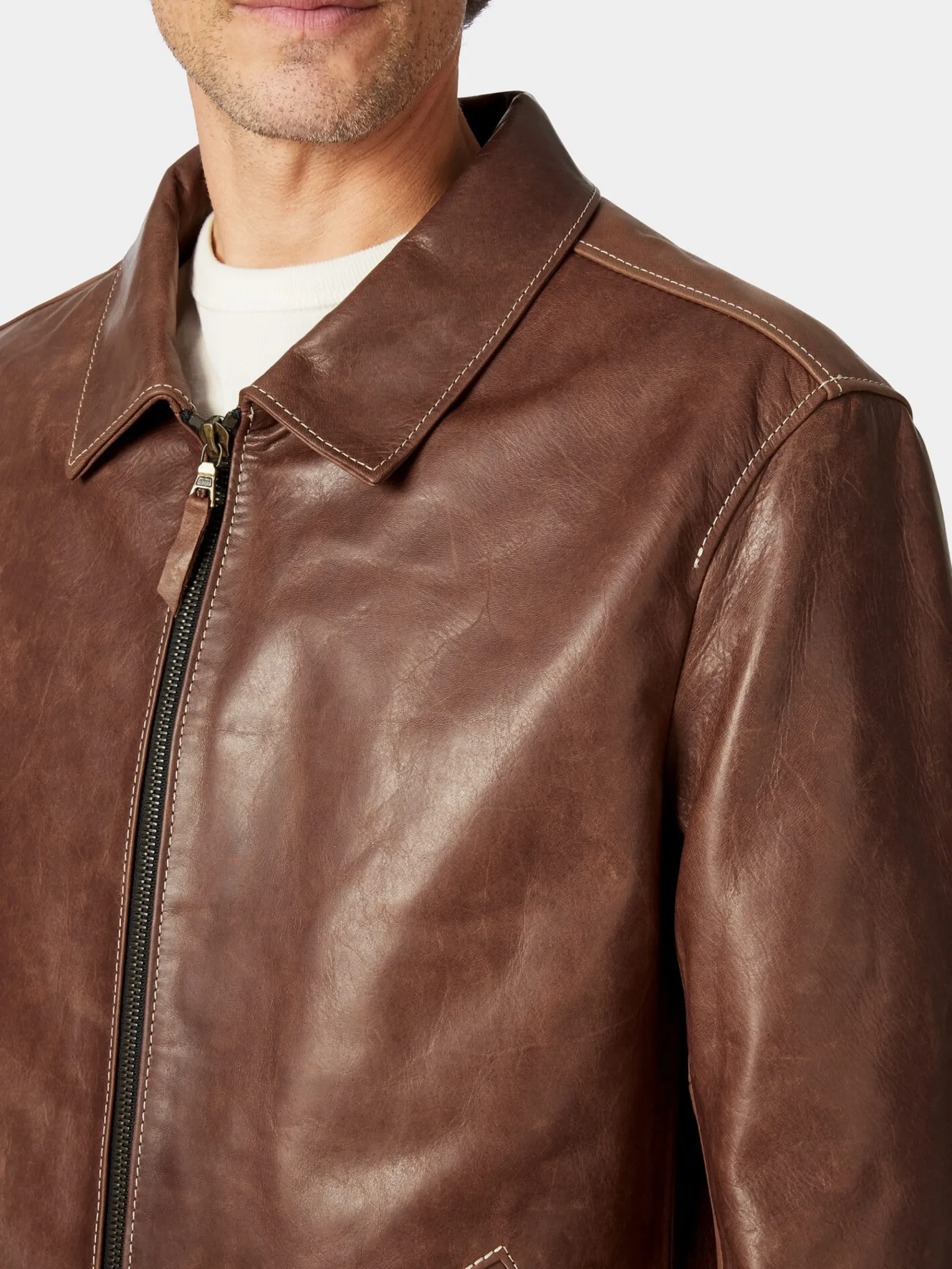 Jacken * Hack Lederware Herren-Pferdelederjacke Pull-up Braun