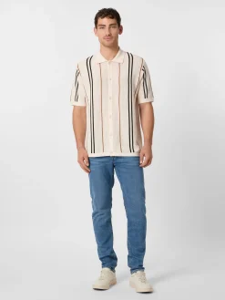 Shirts * Blue de Gênes Herren-Poohirt Knopfeite Weiß