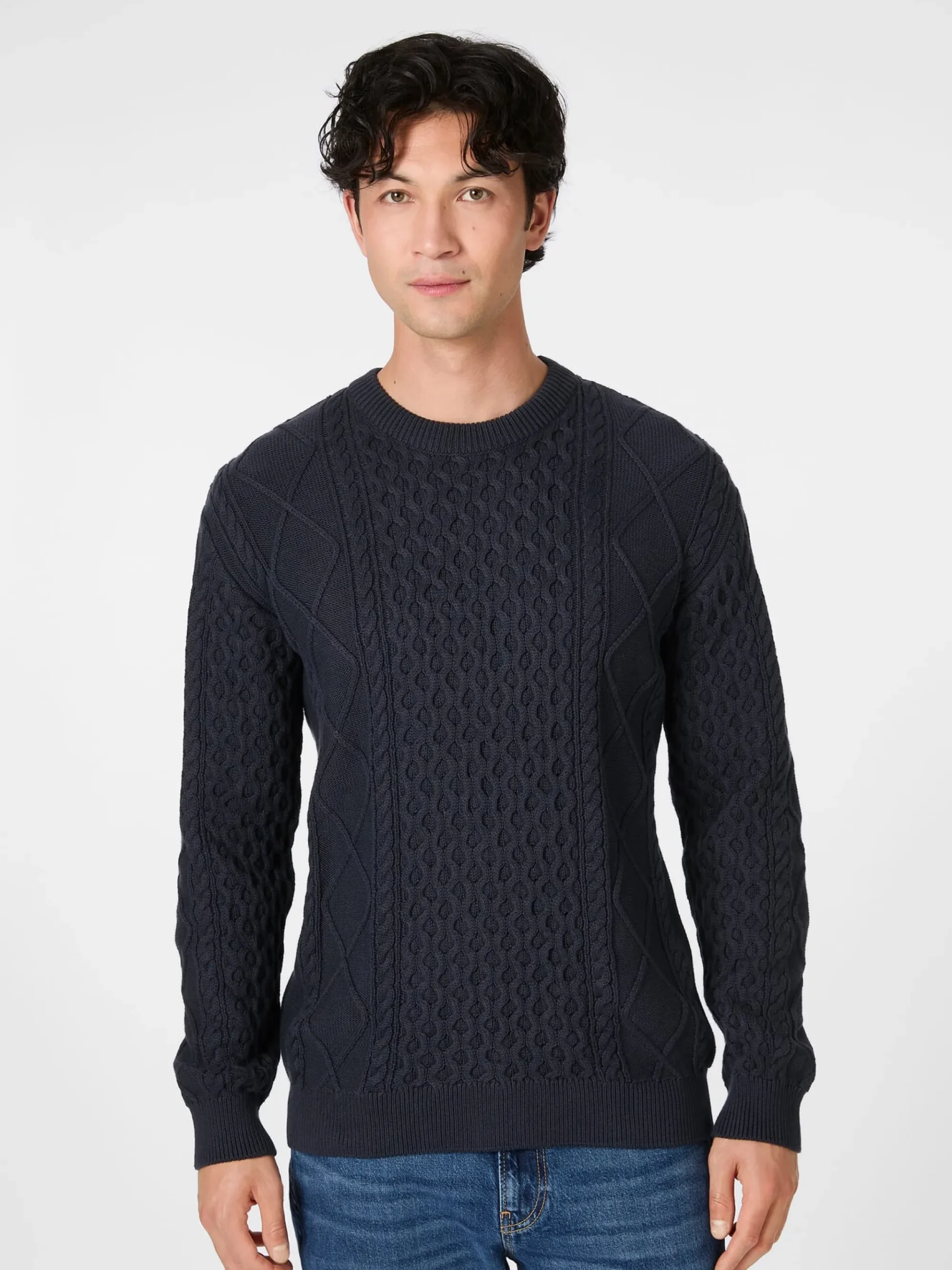 Pullover * Knowledge Cotton Apparel Herrenpullover Aranmuter Navy