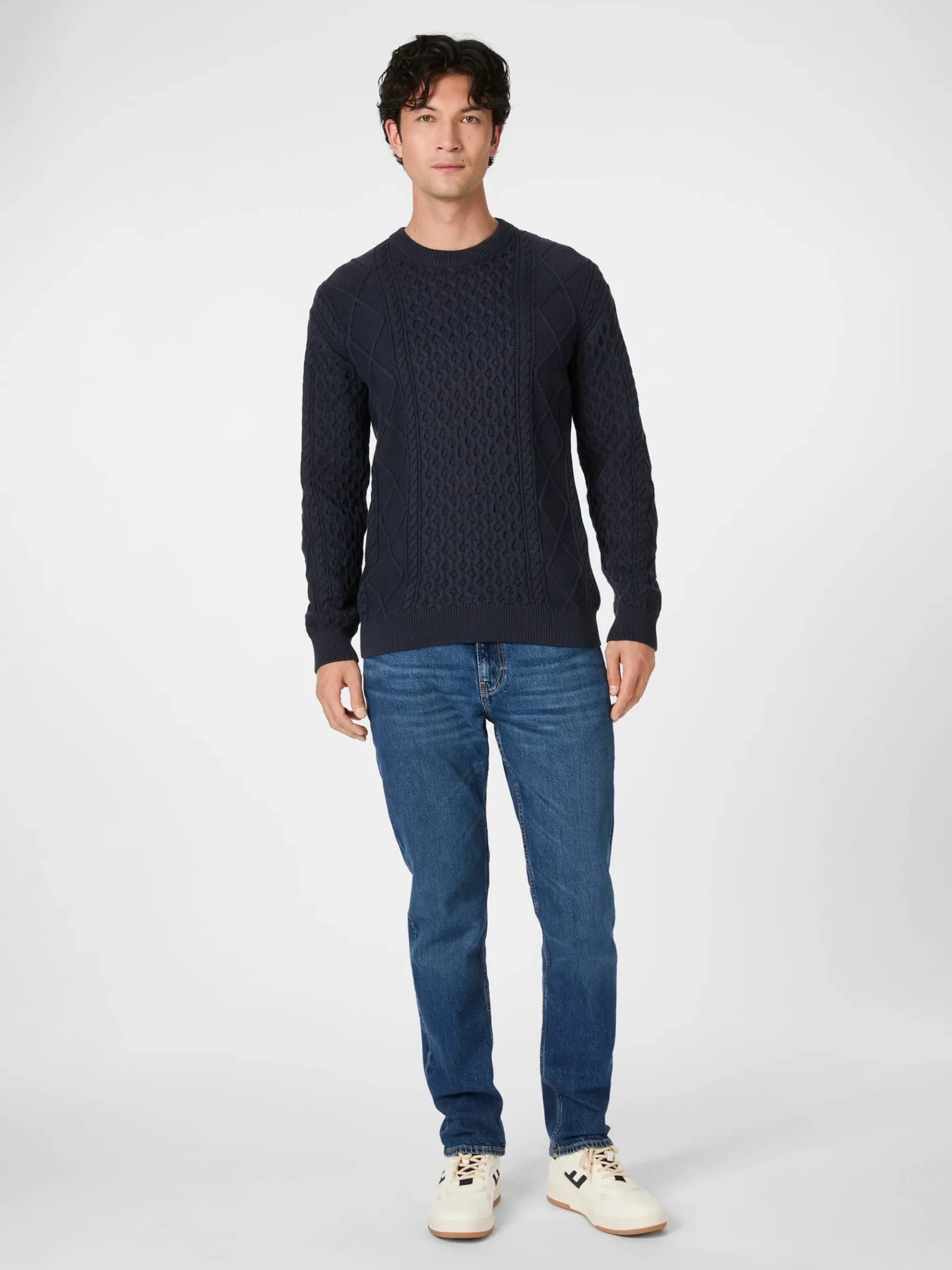 Pullover * Knowledge Cotton Apparel Herrenpullover Aranmuter Navy