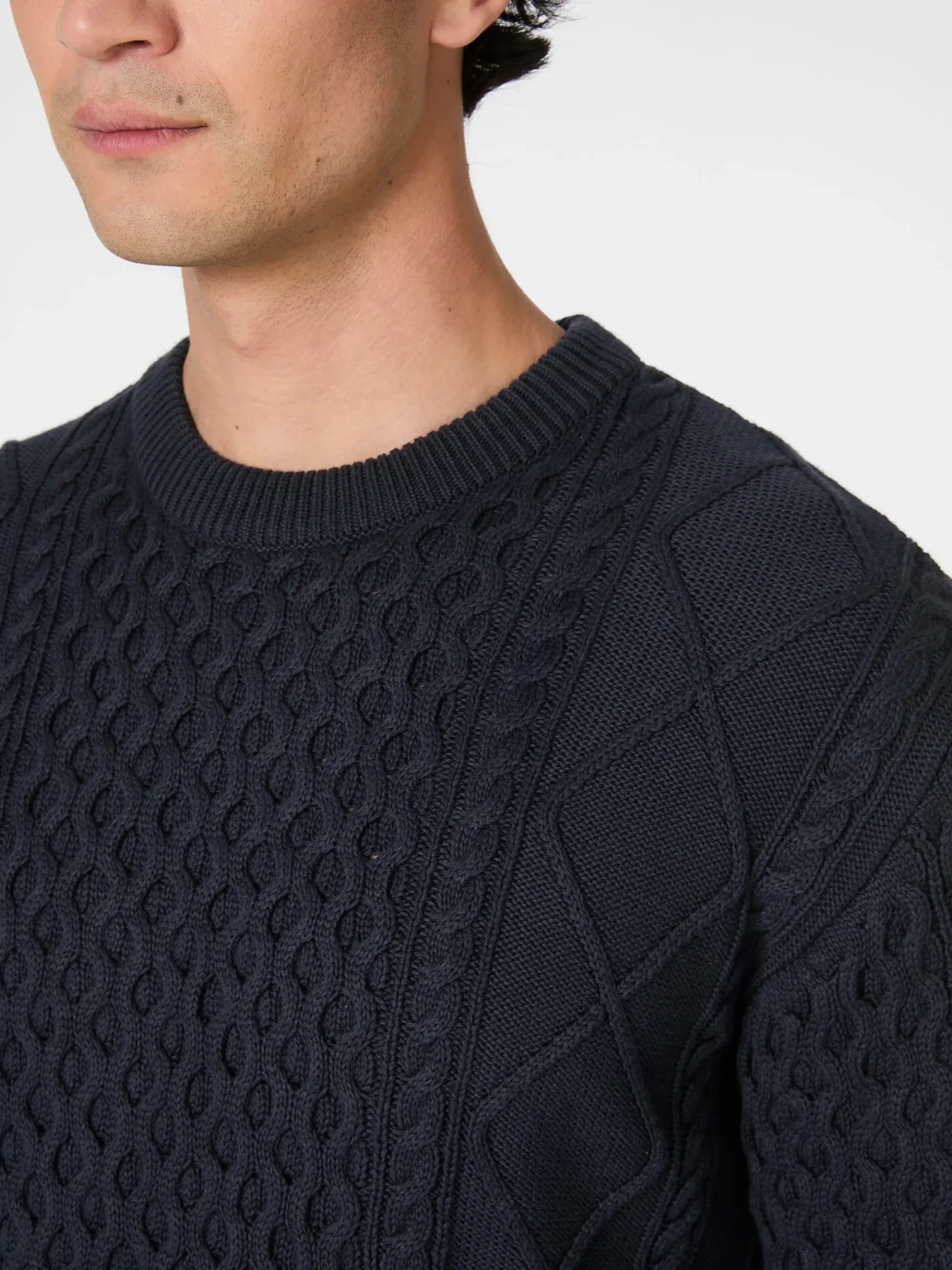 Pullover * Knowledge Cotton Apparel Herrenpullover Aranmuter Navy