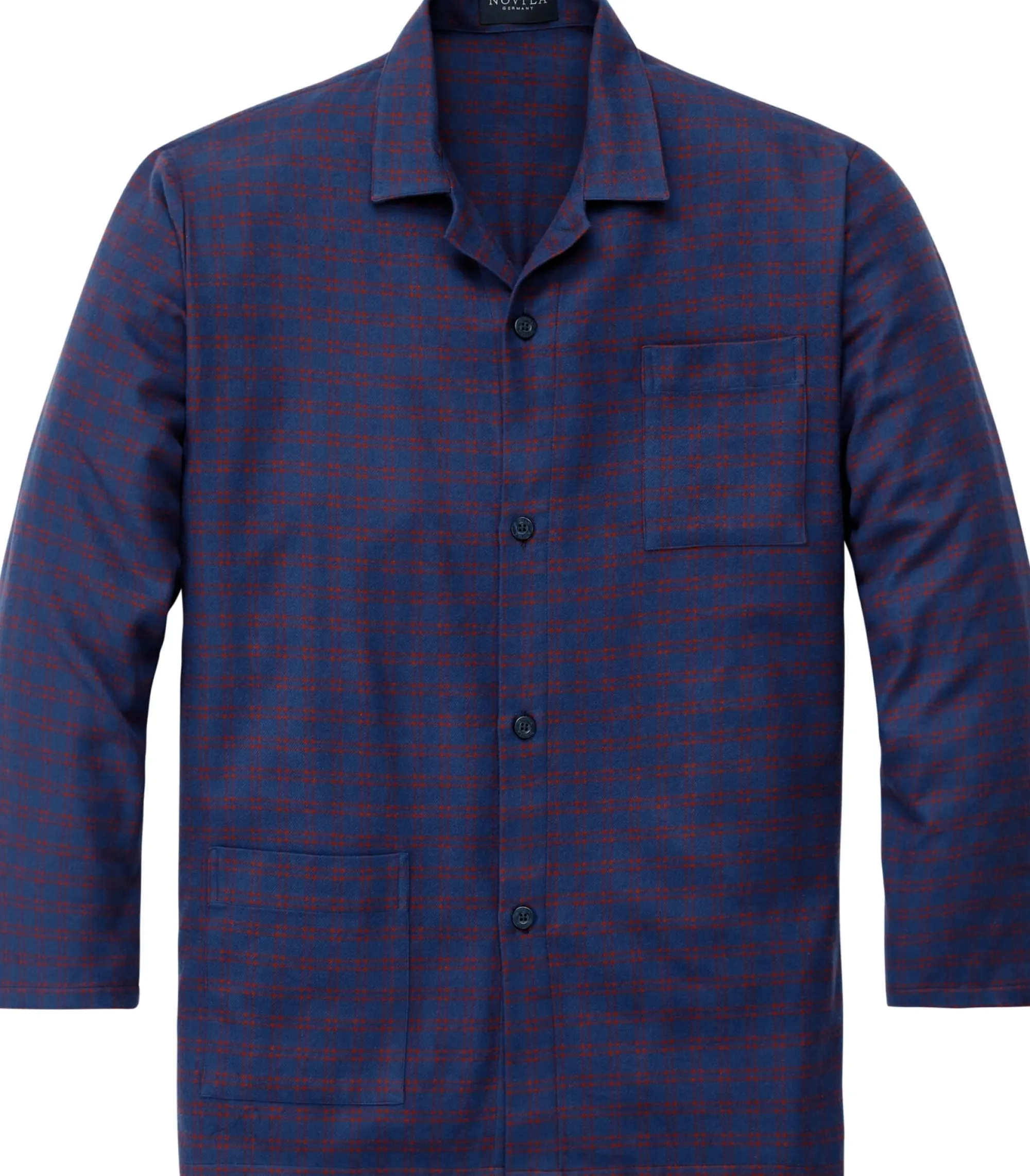 Wäsche * Novila Herrenpyjama Flanell gemustert Blau