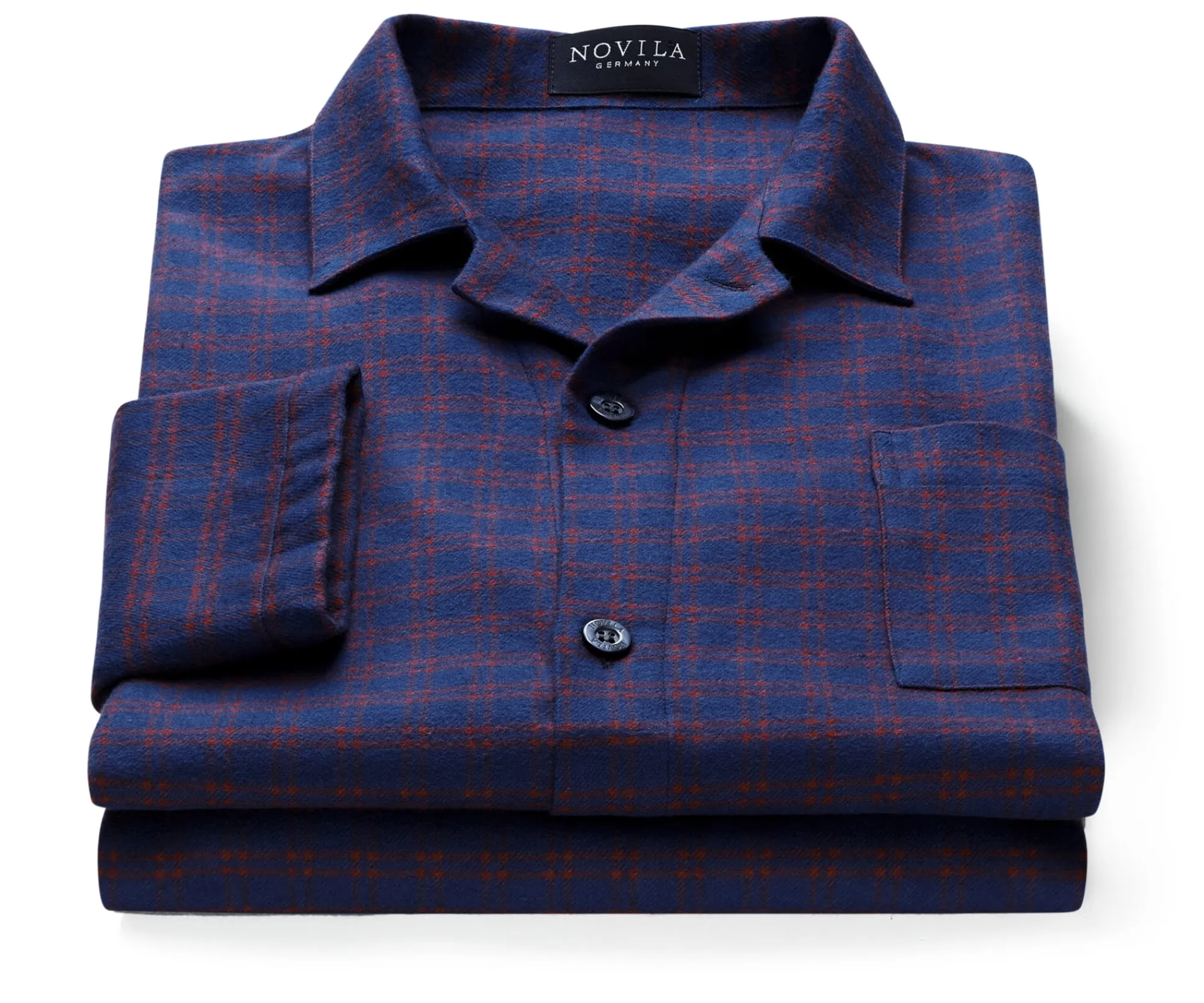 Wäsche * Novila Herrenpyjama Flanell gemustert Blau