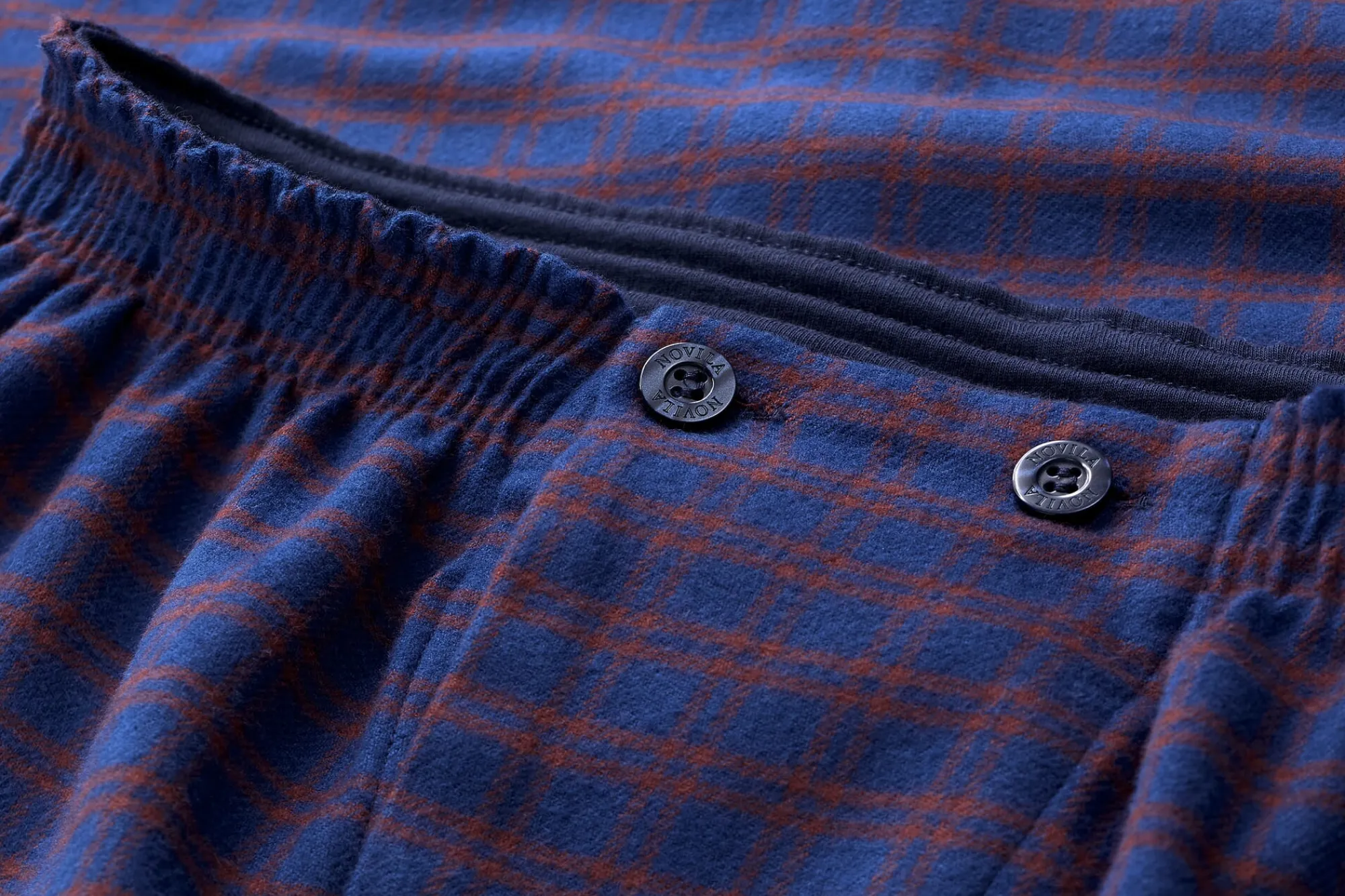 Wäsche * Novila Herrenpyjama Flanell gemustert Blau