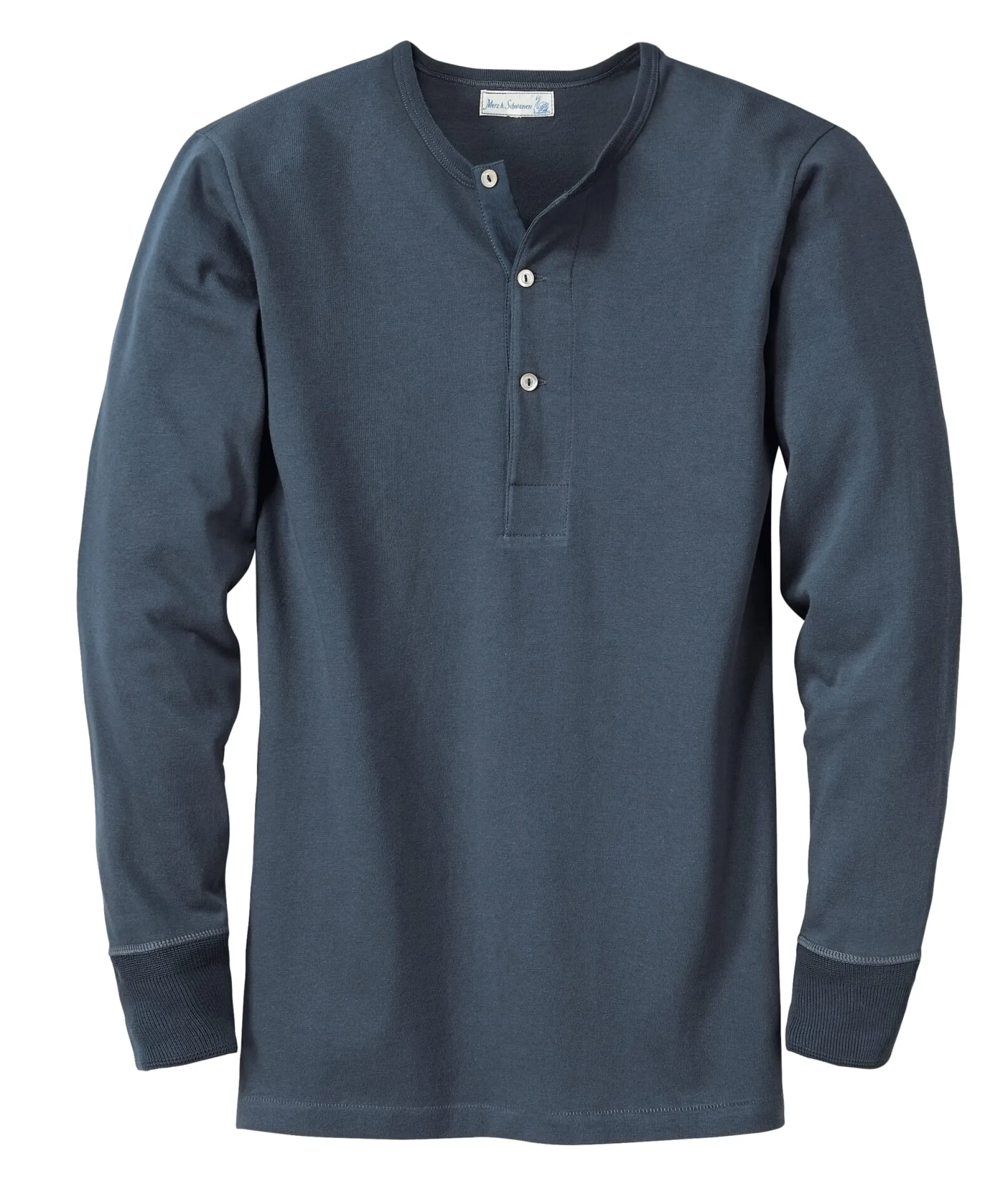 Shirts * Merz b. Schwanen Herrenshirt Jersey Langarm Dunkelblau