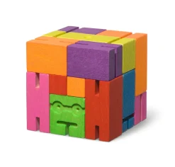 Holzspielzeug|Konstruktionsspiele * Holzfigur Cubebot Bunt