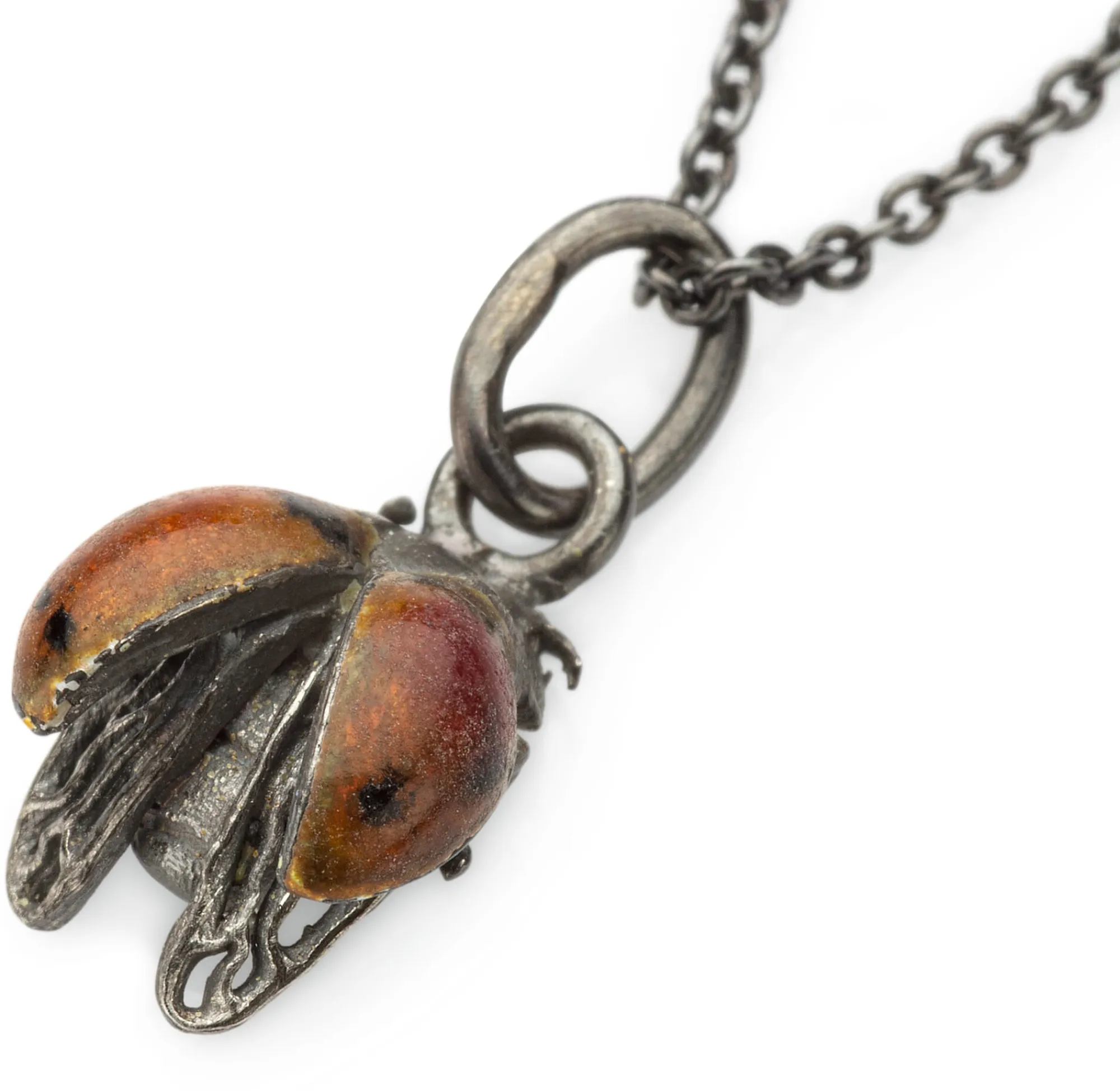 Schmuck * Guthmann Kette mit Anhänger Marienkäfer emailliert, Rot