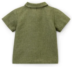 Kinderbekleidung * Pure Pure Kinder-Hemd Kurzarm Leinen Oliv