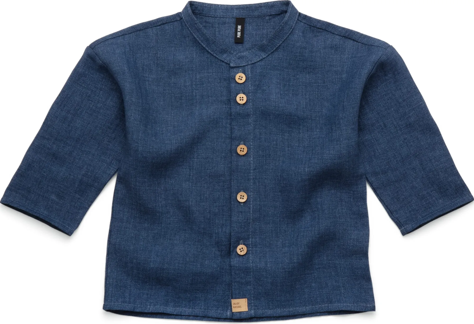Kinderbekleidung * Pure Pure Kinder-Hemd Leinen Denimblau
