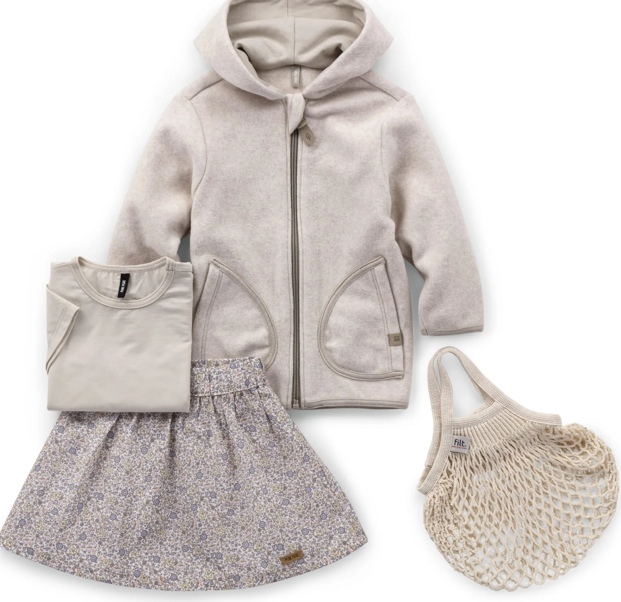 Kinderbekleidung * Pure Pure Kinder-Jacke Baumwollfleece Natur