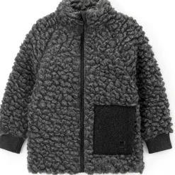 Kinderbekleidung * Pure Pure Kinder-Kragenjacke Wollplüsch Schiefergrau
