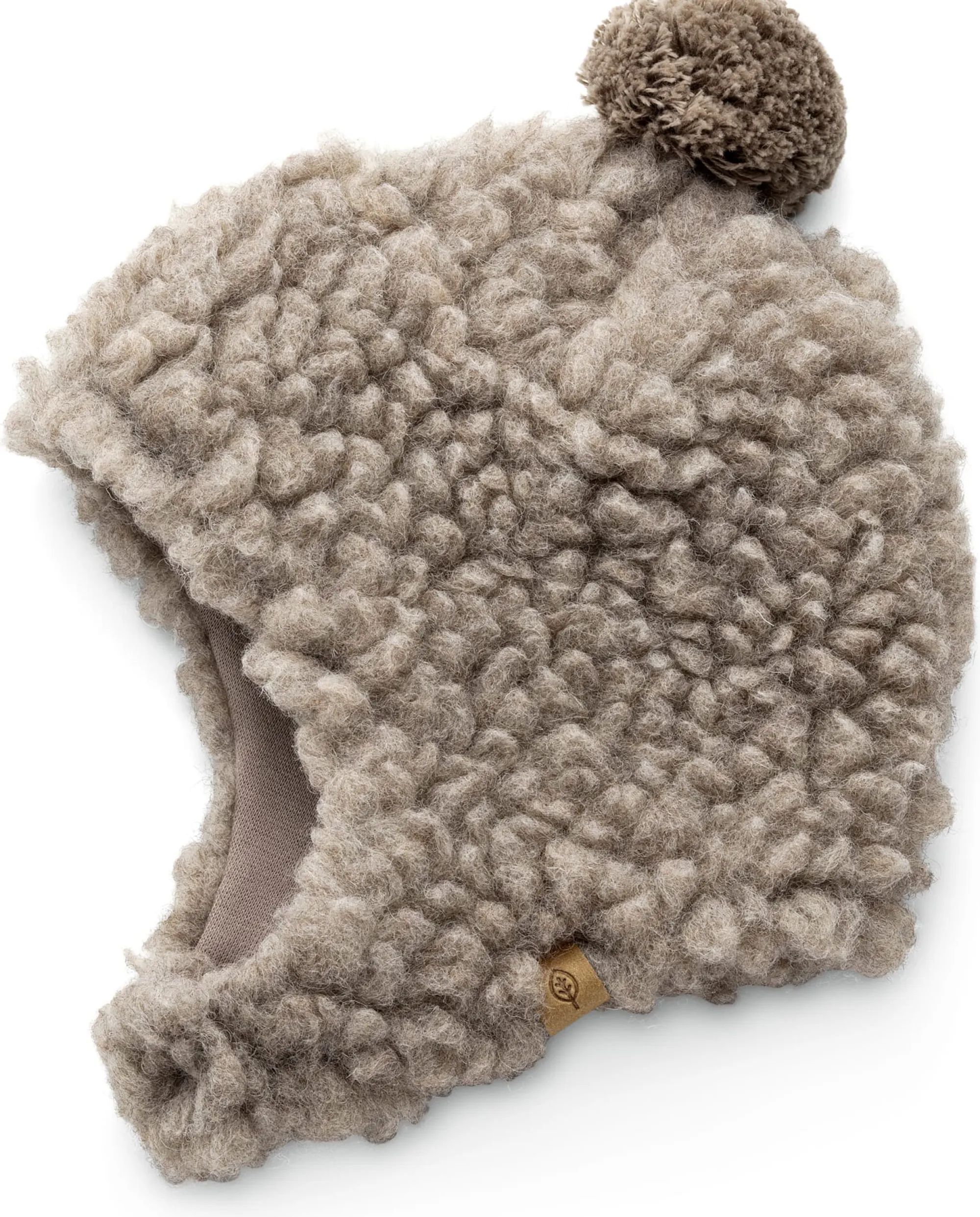 Kinderaccessoires * Pure Pure Kinder-Mütze mit Bommel Wollplüsch Hellgrau
