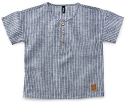Kinderbekleidung * Pure Pure Kinder-T-Shirt Leinen gestreift Blaumelange