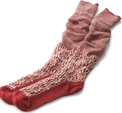 Strümpfe & Socken * Hirsch Natur Kniestrumpf Jacquard Schurwolle Rot