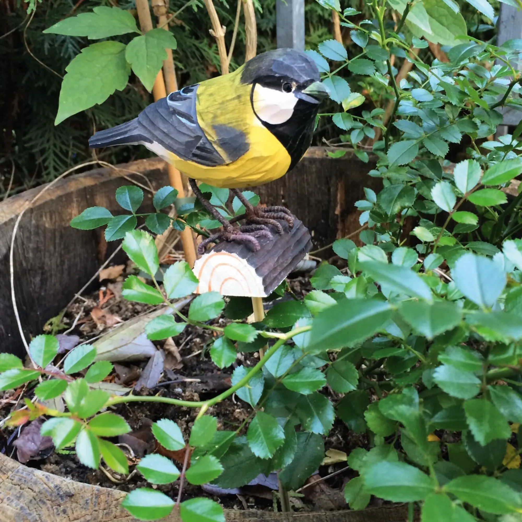 Gartendekoration * Wildlife Garden Kohlmeise Lindenholz handgeschnitzt