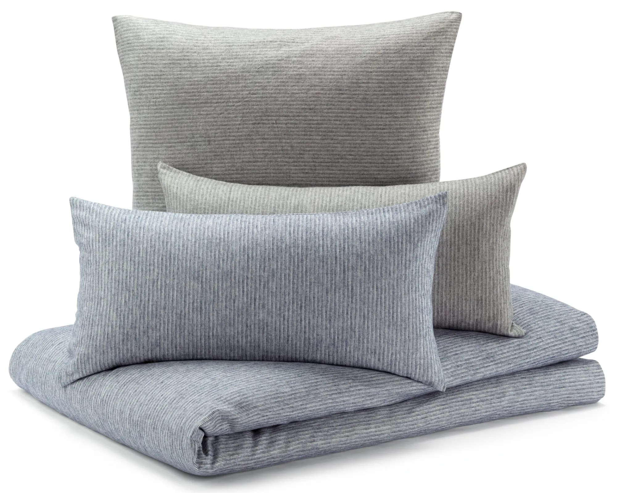Bettwaren & Bettwäsche * Sampedro Kopfkissenbezug Flanell Fischgrat Blau