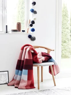 Decken * Røros Tweed Lammwolldecke Bauhausstil Rot
