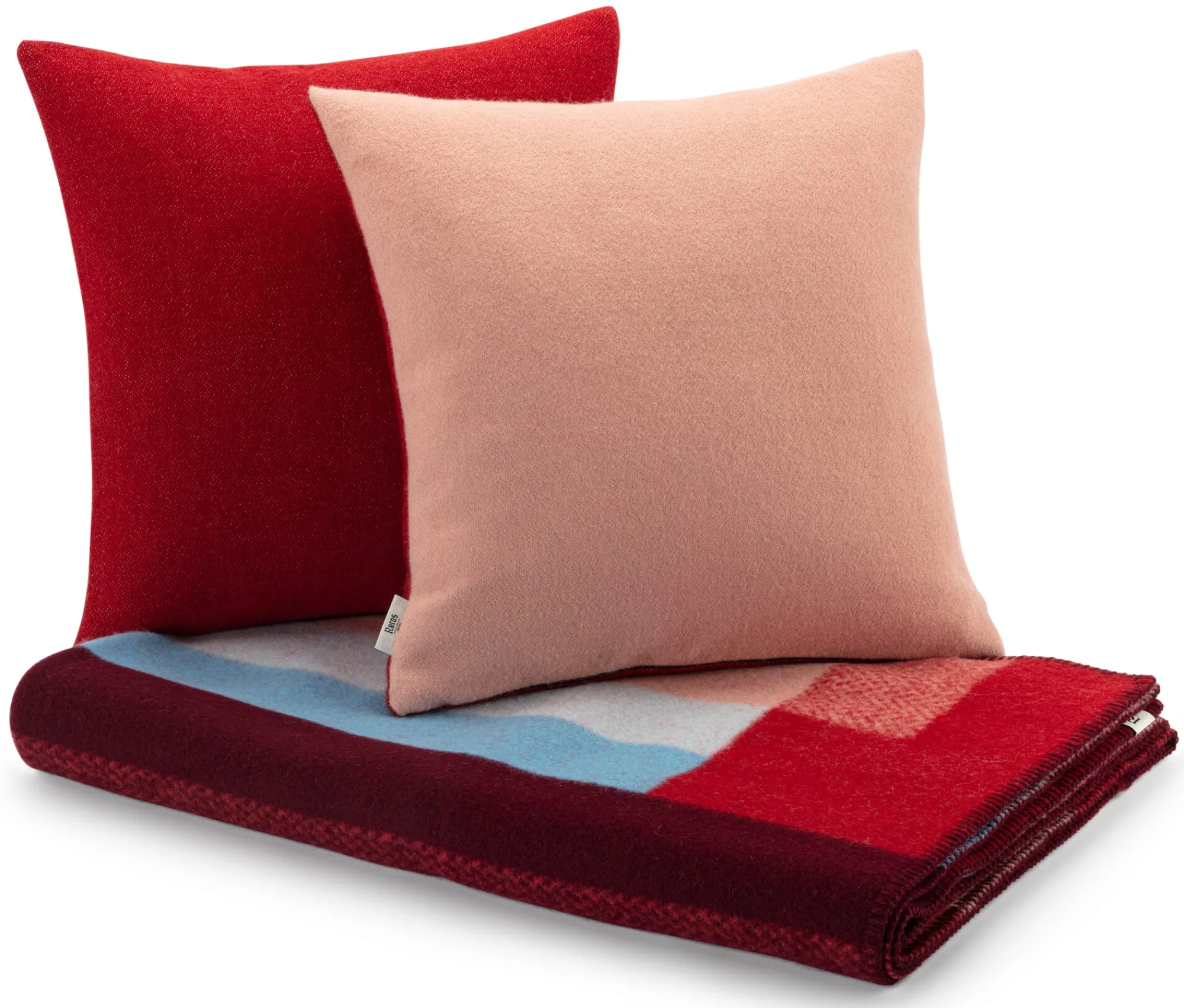Decken * Røros Tweed Lammwolldecke Bauhausstil Rot