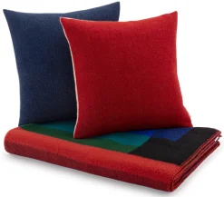 Decken * Røros Tweed Lammwolldecke Bauhausstil Blau