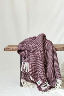 Decken * Røros Tweed Lammwolldecke Zickzack-Streifen Kattefot