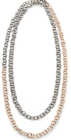 Schmuck * Guthmann Lange Kette Hammerschlag, Roségold-Oxid