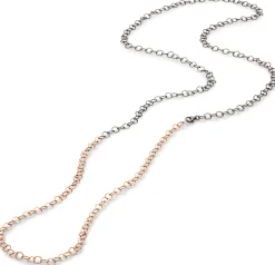 Schmuck * Guthmann Lange Kette Hammerschlag, Roségold-Oxid