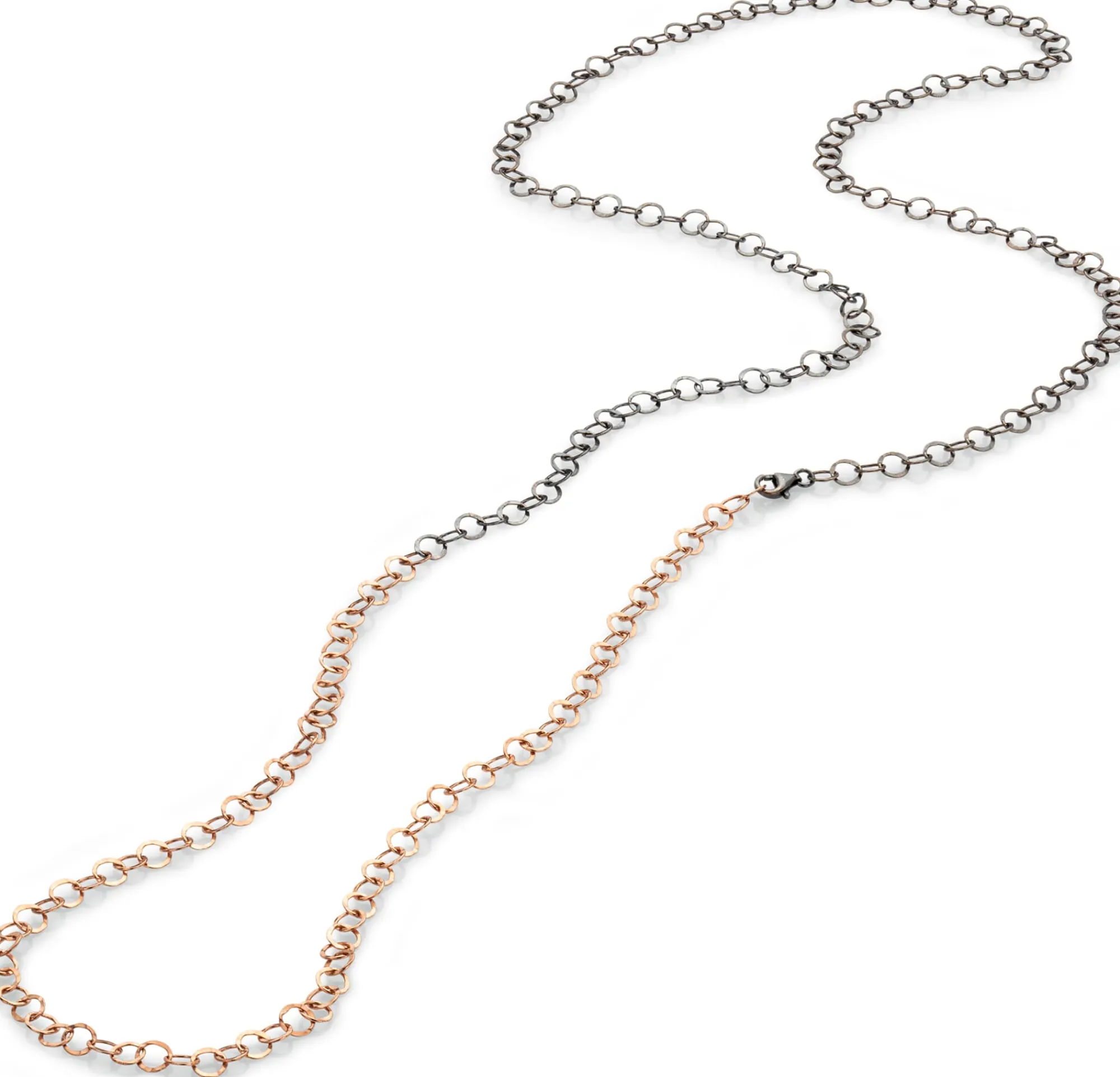 Schmuck * Guthmann Lange Kette Hammerschlag, Roségold-Oxid