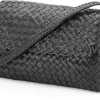 Umhänge- & Handtaschen * Allan K Lederhandtasche geflochten, schwarz