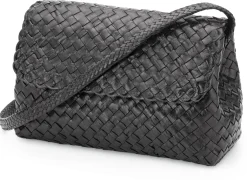 Umhänge- & Handtaschen * Allan K Lederhandtasche geflochten, schwarz