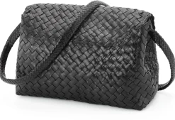 Umhänge- & Handtaschen * Allan K Lederhandtasche geflochten, schwarz