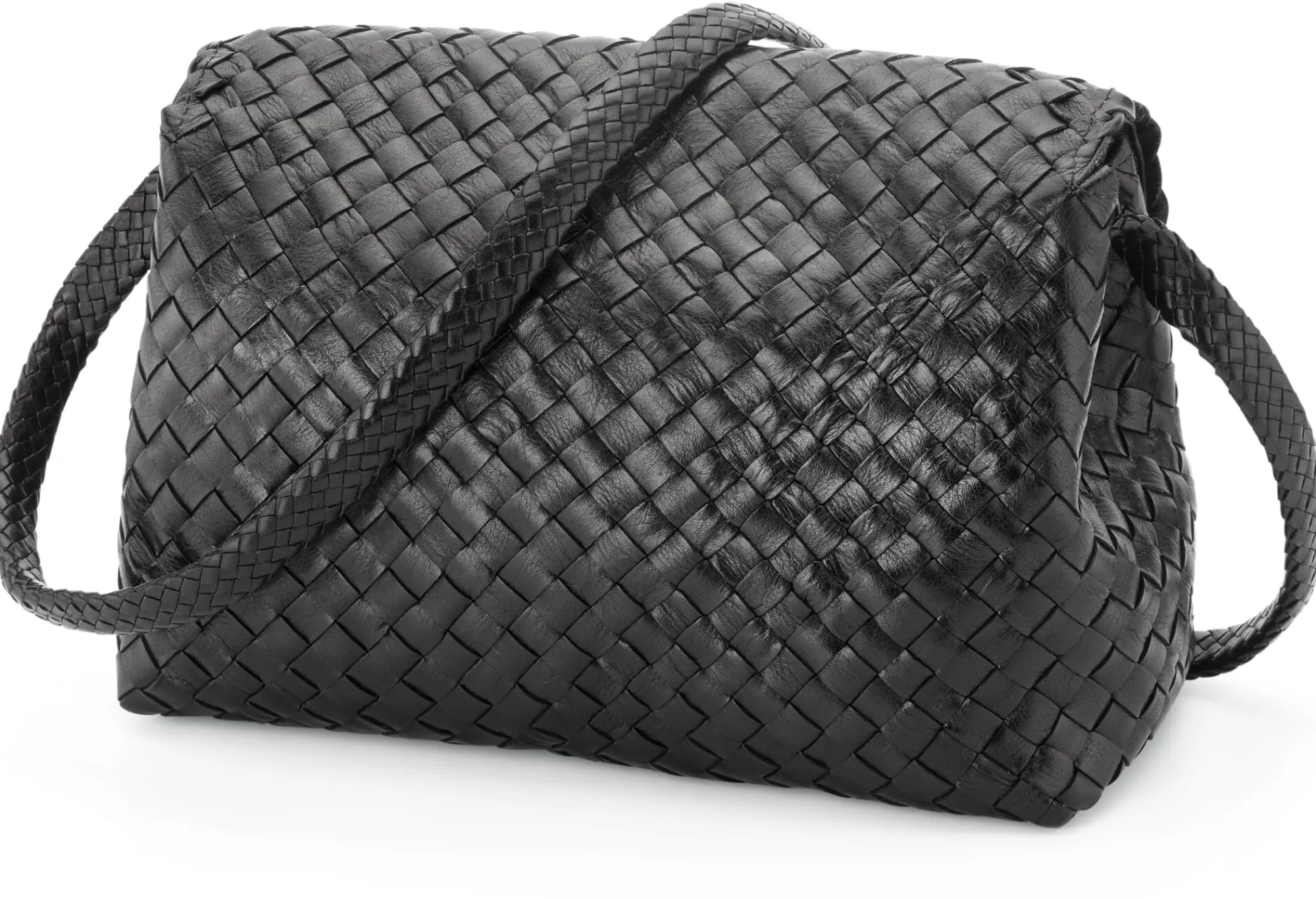 Umhänge- & Handtaschen * Allan K Lederhandtasche geflochten, schwarz