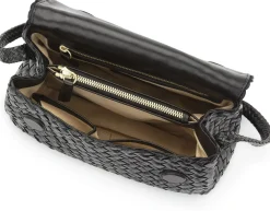 Umhänge- & Handtaschen * Allan K Lederhandtasche geflochten, schwarz