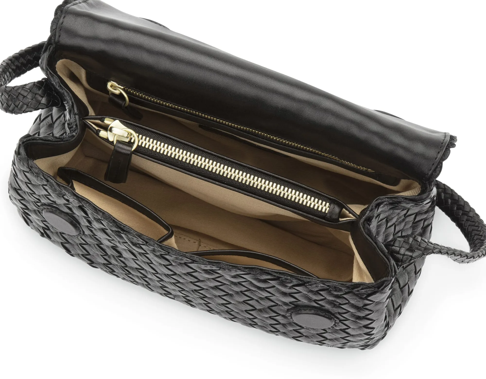 Umhänge- & Handtaschen * Allan K Lederhandtasche geflochten, schwarz