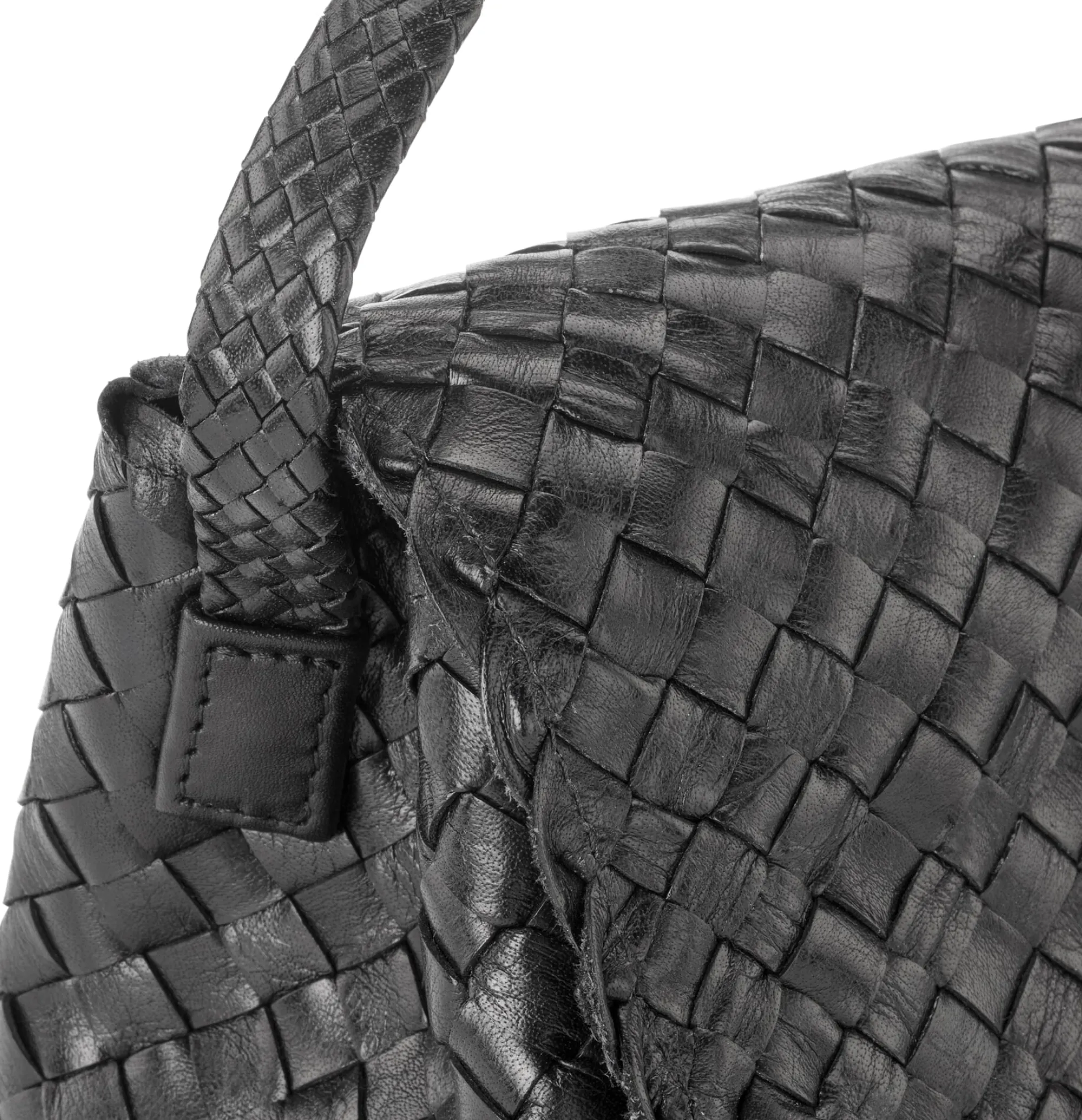 Umhänge- & Handtaschen * Allan K Lederhandtasche geflochten, schwarz