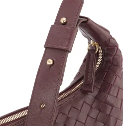 Umhänge- & Handtaschen * Allan K Lederhandtasche geflochten, weinrot
