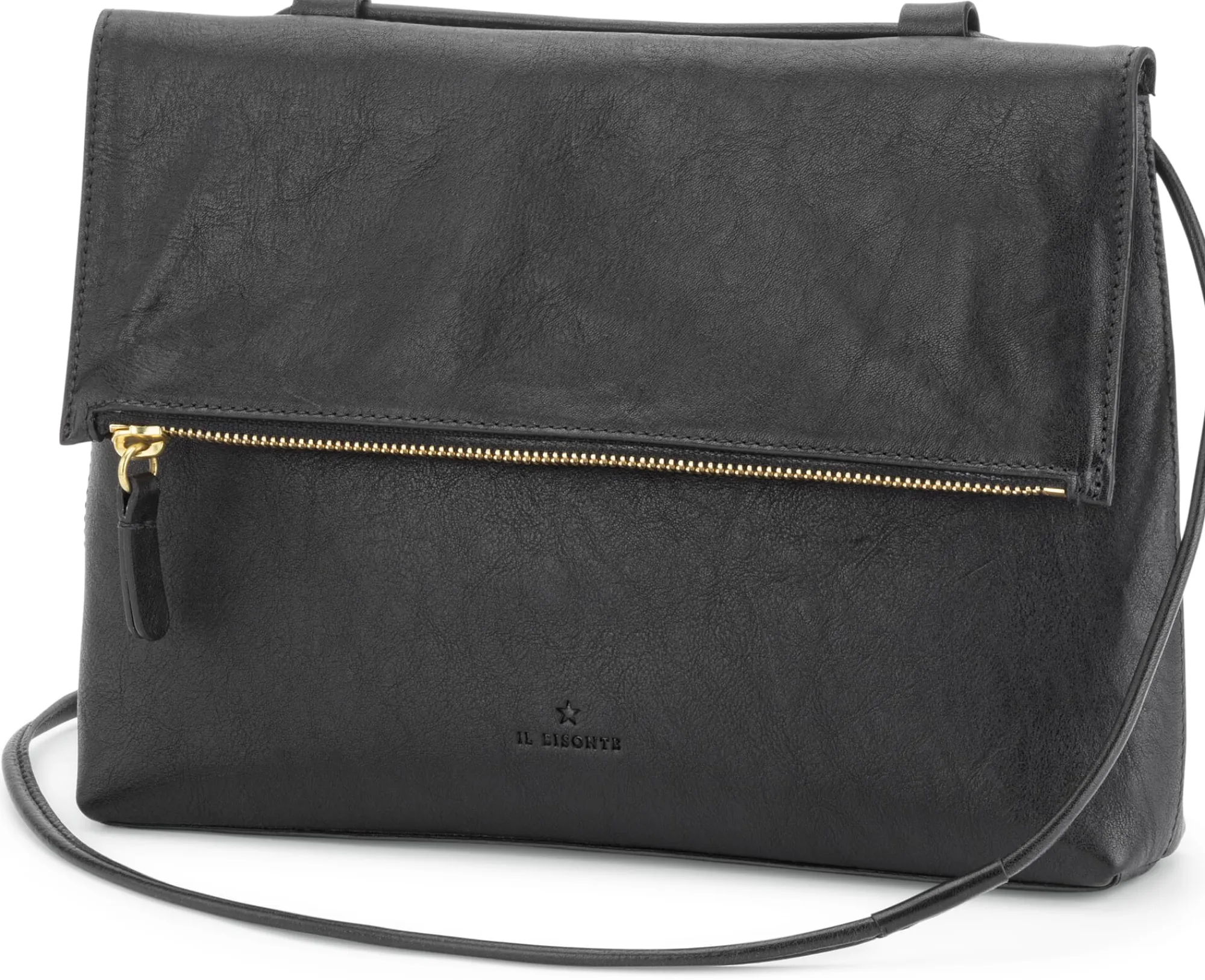 Umhänge- & Handtaschen * Il Bisonte Lederhandtasche, schwarz
