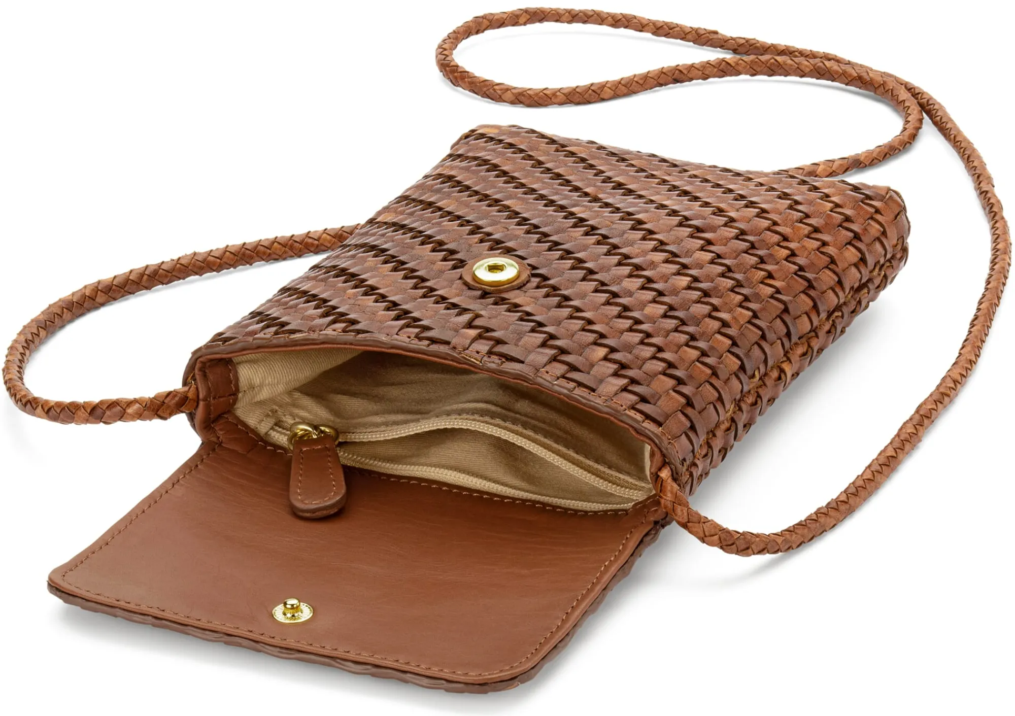 Etuis & Federtaschen * Allan K Leder-Handytasche geflochten, Braun