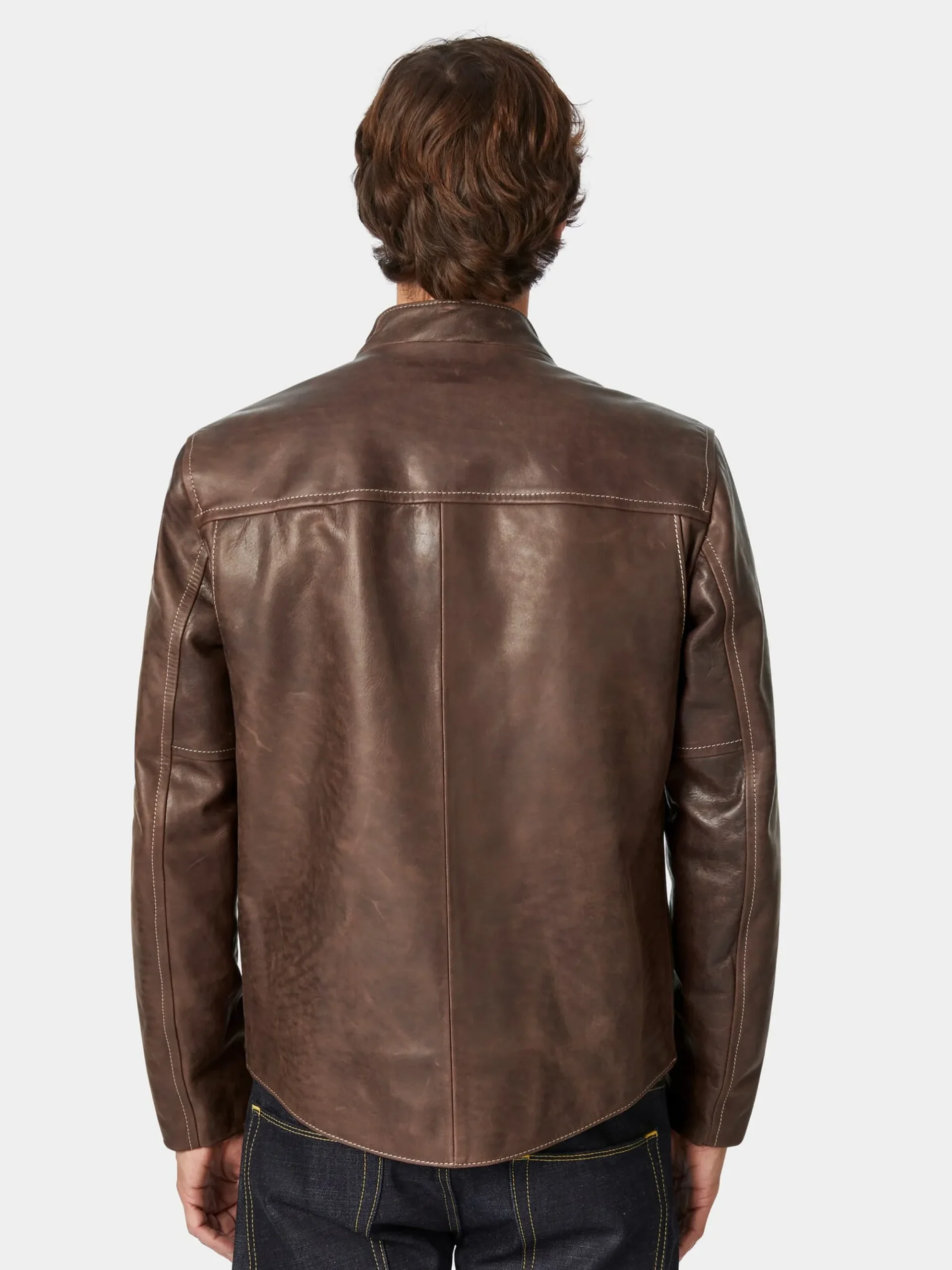 Jacken * Hack Lederware Lederjacke Pull-up Stehkragen Dunkelbraun