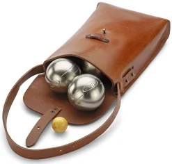 Umhänge- & Handtaschen|Bewegungsspiele * Greenbelts® Ledertasche Boule für 6 Kugeln