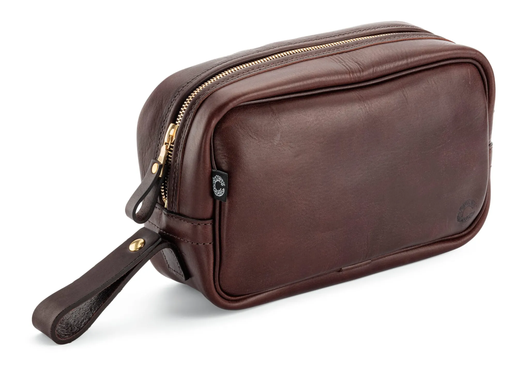 Kulturbeutel|Kulturtaschen * Croots Leder-Washbag Dunkelbraun
