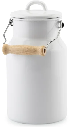 Servierzubehör * Riess Milchkanne Emaille mit Holzgriff