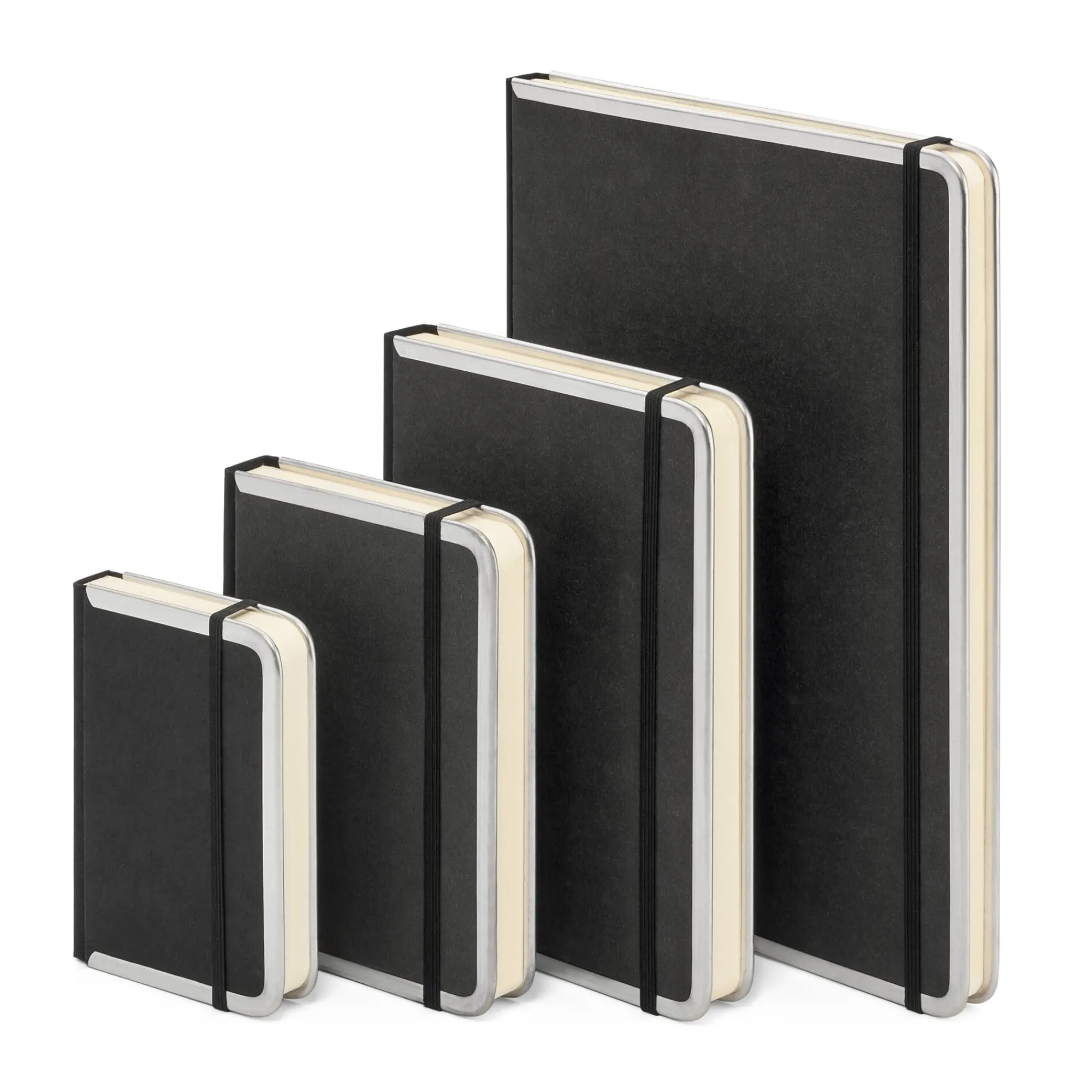 Notizbücher|Bleistifte * Bindewerk Notizbuch Metallkante A5 Schwarz
