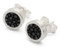 Schmuck * Fischleder Store Ohrstecker Silber-Rochenleder Schwarz