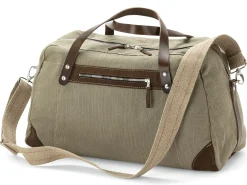 Reisetaschen * Hack Lederware Reisetasche Segeltuch, Grünbeige