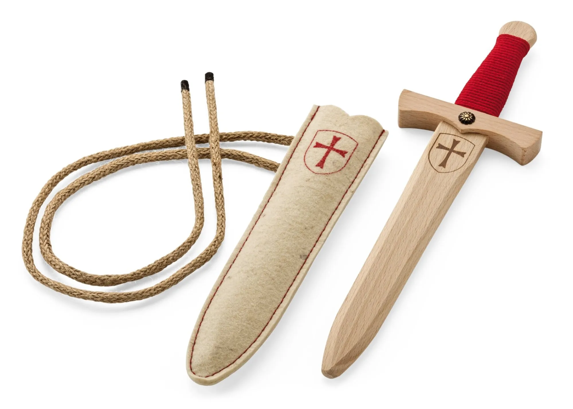 Holzspielzeug|Bewegungsspiele * Spielzeugmanufaktur Vah Ritterdolch mit Filzscheide Kreuzritter
