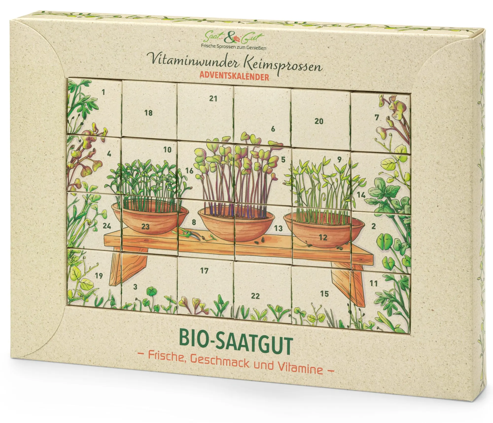 Gemüsesamen|Gemüsepflanzen * Saat & Gut Saatgut-Adventskalender Bio-Microgreens