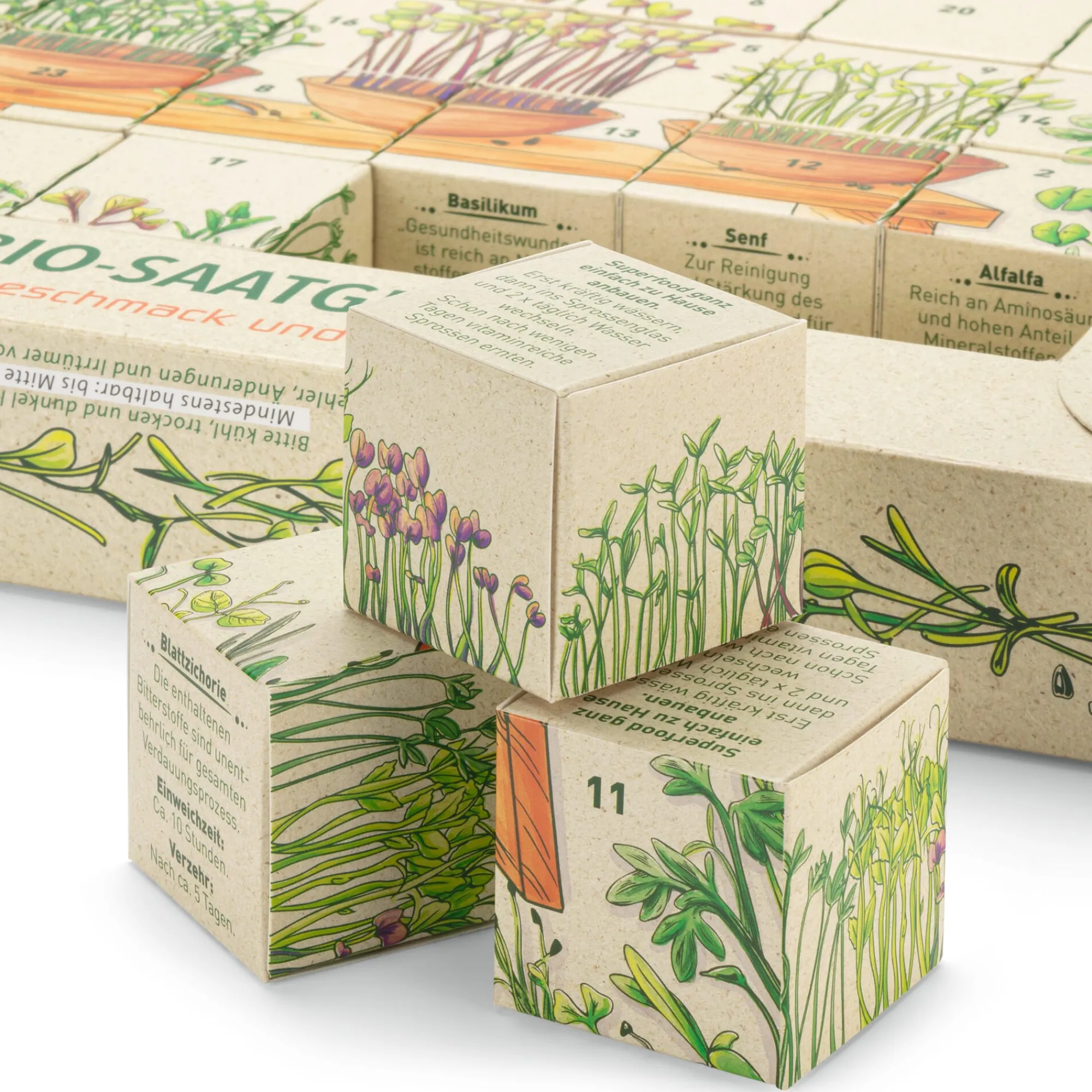 Gemüsesamen|Gemüsepflanzen * Saat & Gut Saatgut-Adventskalender Bio-Microgreens