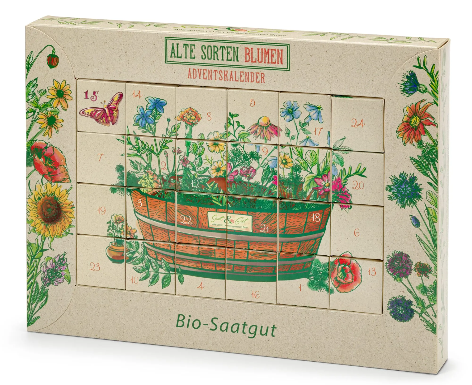 Blumensamen * Saat & Gut Saatgut-Adventskalender Historische Blumen