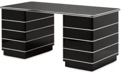 Schreibtische|Tische * Müller Möbelfabrikation Schreibtisch Stahlblech Chromleiste Schwarz